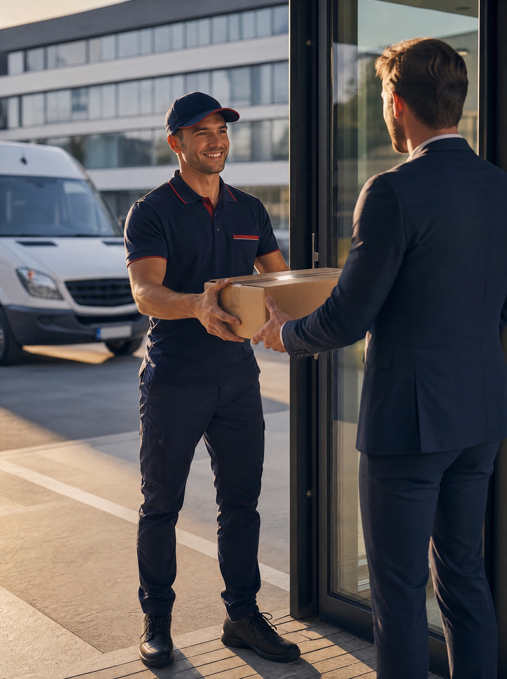 Parcel delivery to a business entrance